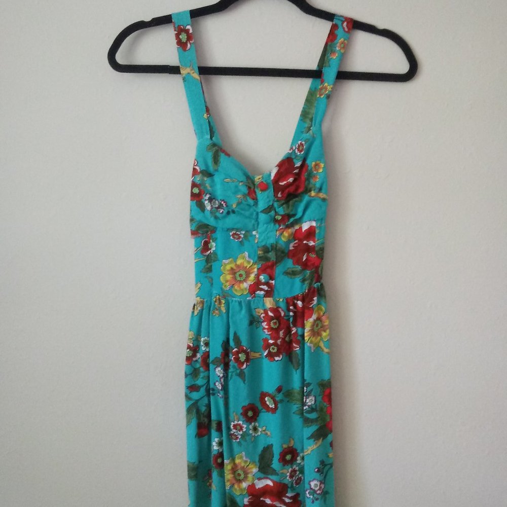 vintage inspired bold blue summer dress